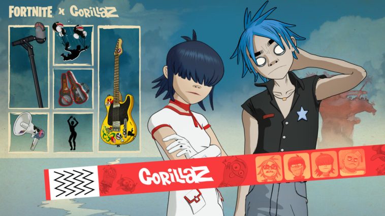 Este paquete de cosméticos Gorillaz estará en la tienda Fortnite durante toda la temporada.