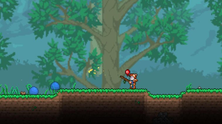 Varita de terraria de chispas en acción