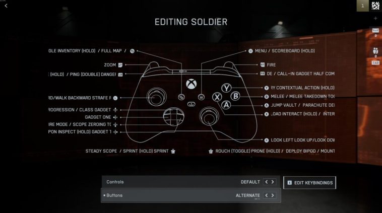 El menú de configuración del controlador básico en Battlefield 6