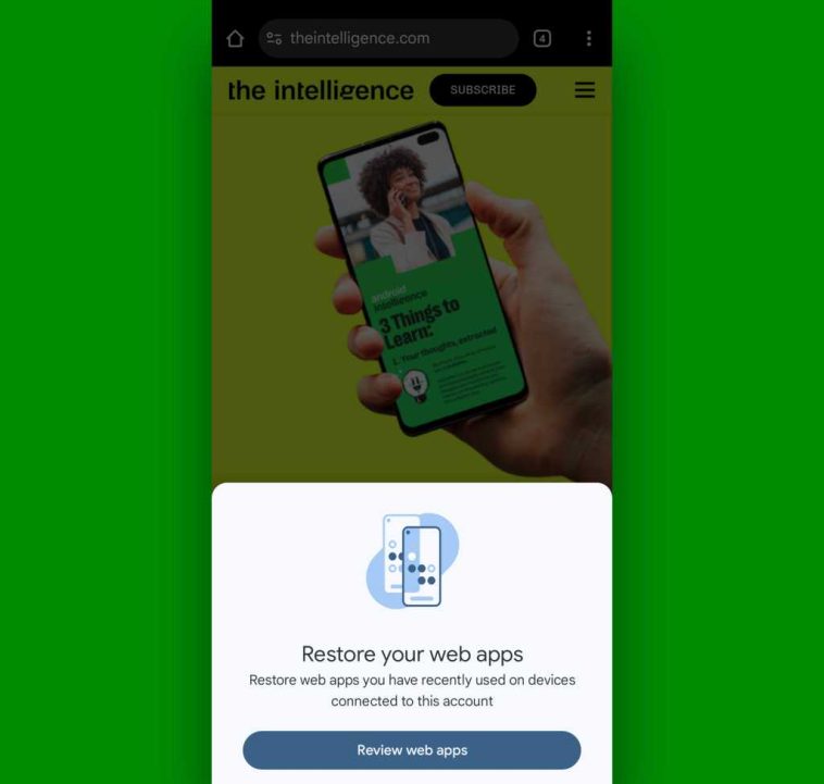 Navegador de Android Chrome: Restaurar PWAS