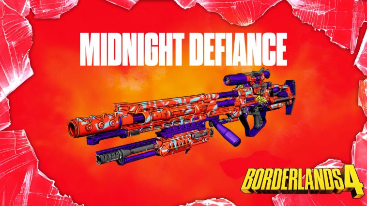 El legendario rifle de francotirador de Midnight Defiance estará disponible como una caída de Twitch para Borderlands 4 desde ahora hasta el 30 de septiembre.