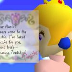 La carta de la princesa Peach a Mario en Super Mario 64.