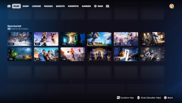 Un sujeto a la versión de cambio de la pestaña patrocinada de Fortnite.