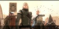 Festividades en el pueblo del desierto de la fachada en Nier Replicant.