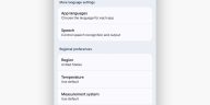 Pantalla de idiomas en la configuración de Android 16, incluidas las preferencias regionales.