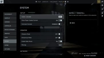 Administrar las piezas BF6 instaladas en el juego
