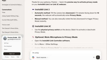 Pantalla del copiloto de Windows con la opción de cerrar sesión seleccionada