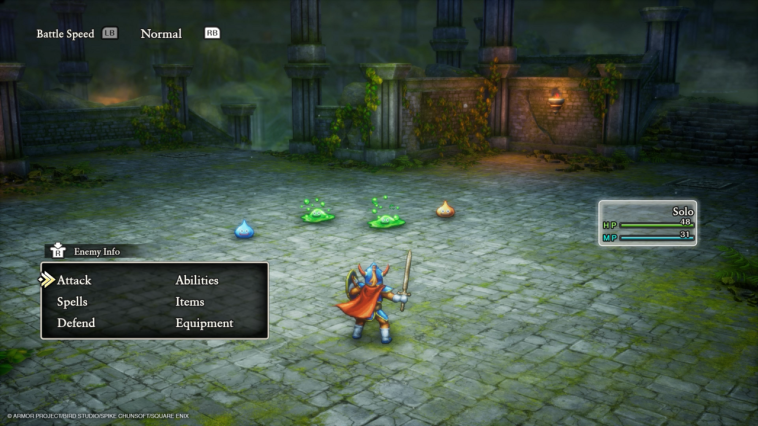 Una batalla en Dragon Quest HD-2D Remake.