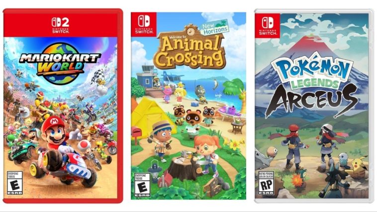 Mario Kart World, Animal Crossing: New Horizons, Pokémon Leyendas: Arceus