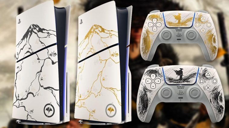 Controlador PS5 Slim y DualSense de edición limitada de Ghost of Yotei