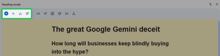 Navegador Google Chrome: modo lectura leer en voz alta