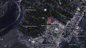 Ubicación del drenaje del control de tratamiento de agua