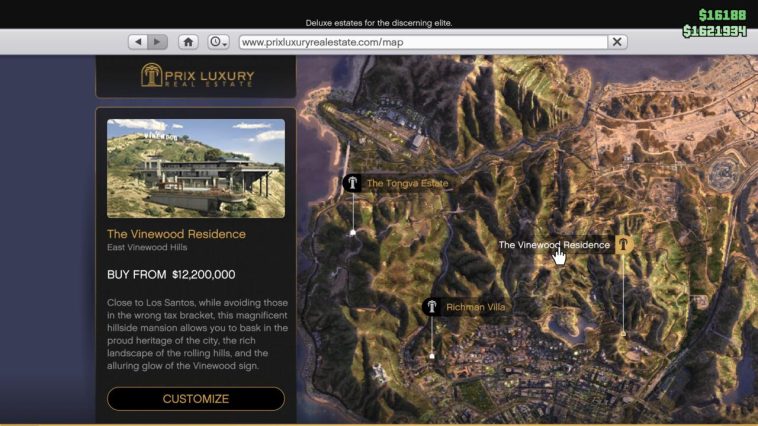 Las tres opciones de mansión en GTA Online