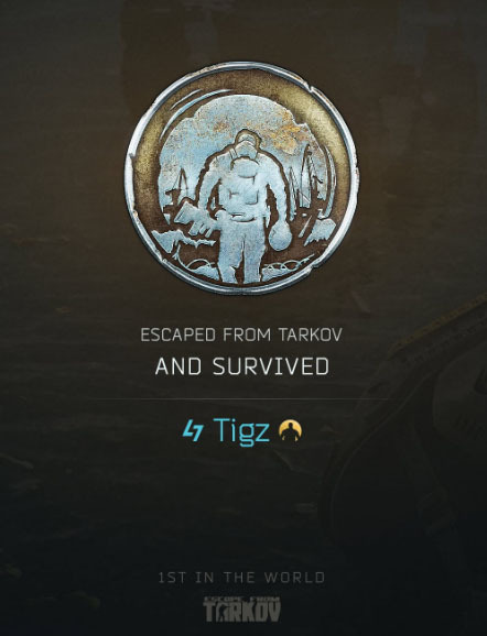 La imagen enviada a Tigz como prueba de su logro como el primer jugador en escapar de Tarkov.