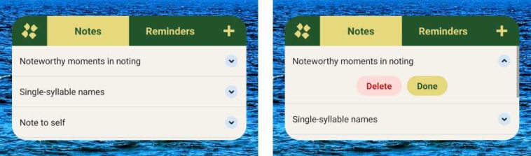 Aplicación de notas Joonote para Android: Widget