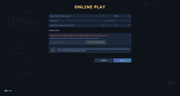 La sección del código del servidor de Hytale