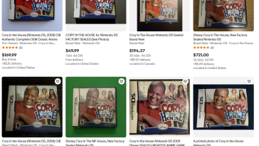 Los anuncios en eBay tienen a Cory in the House vendiéndose por cientos de dólares.