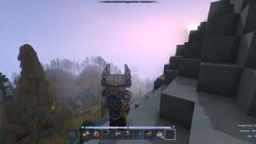 Un personaje con una armadura rara en Hytale.