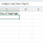 captura de pantalla de una hoja de cálculo de Excel con una fórmula que utiliza la función if