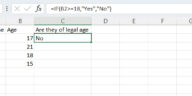 captura de pantalla de una hoja de cálculo de Excel con una fórmula que utiliza la función if